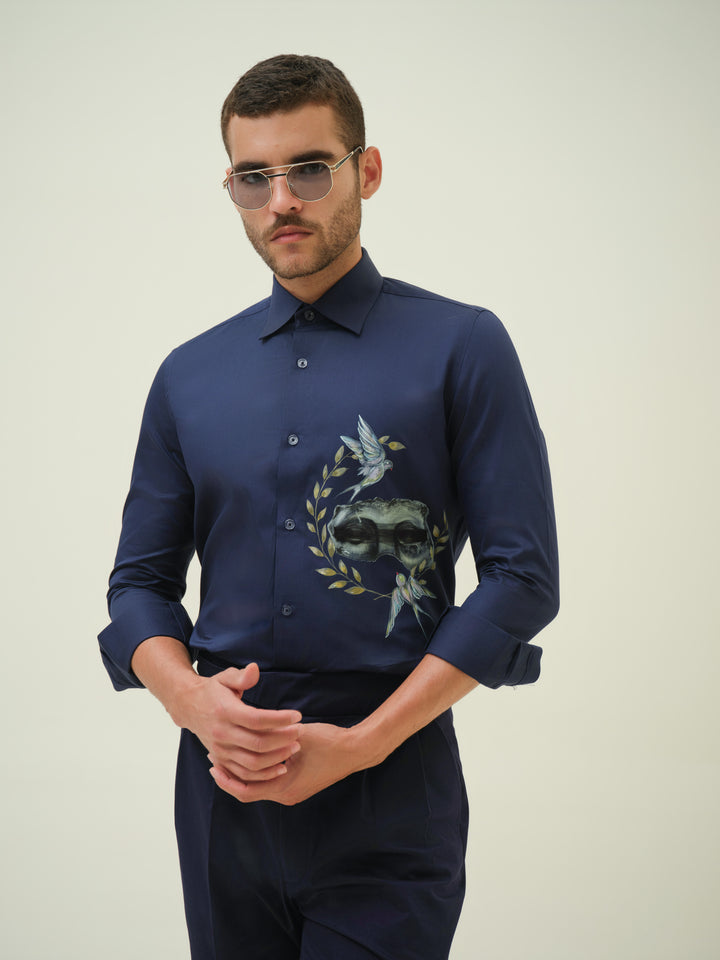 Statue - Blue Hand Painted Shirt