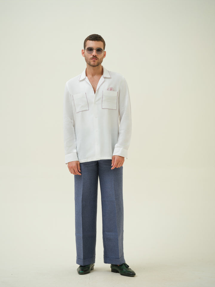Rosework - White Embroidered Shirt