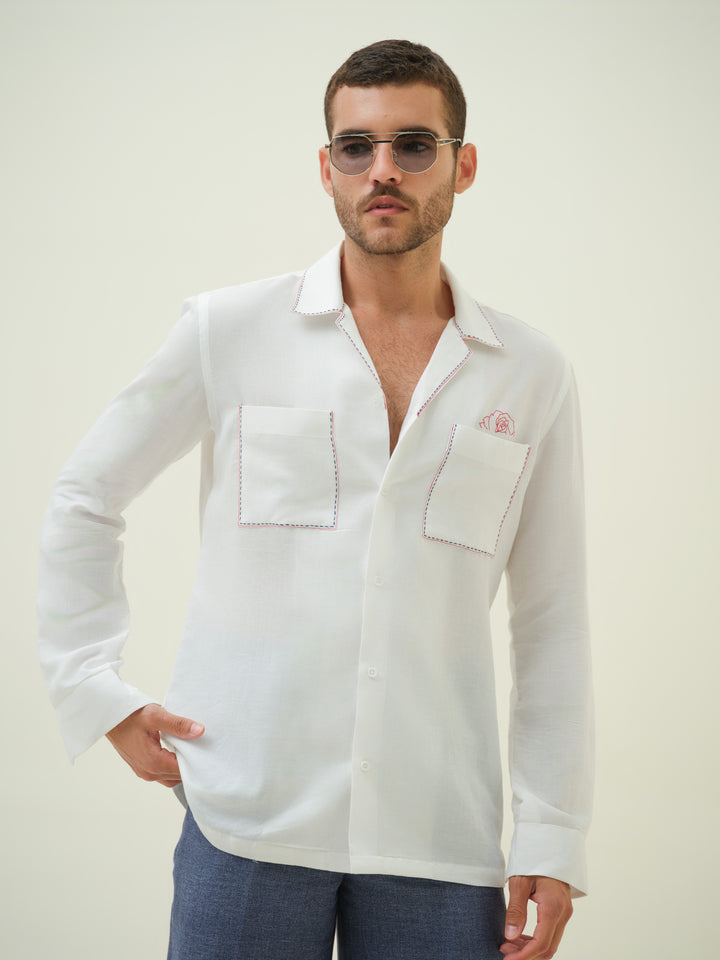 Rosework - White Embroidered Shirt