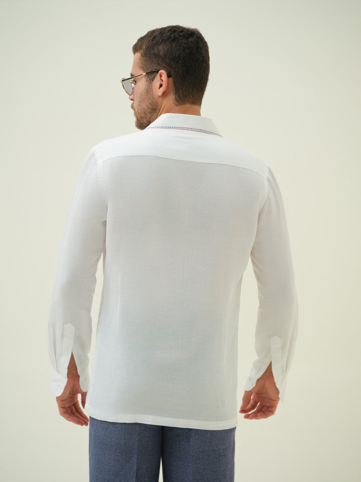 Rosework - White Embroidered Shirt