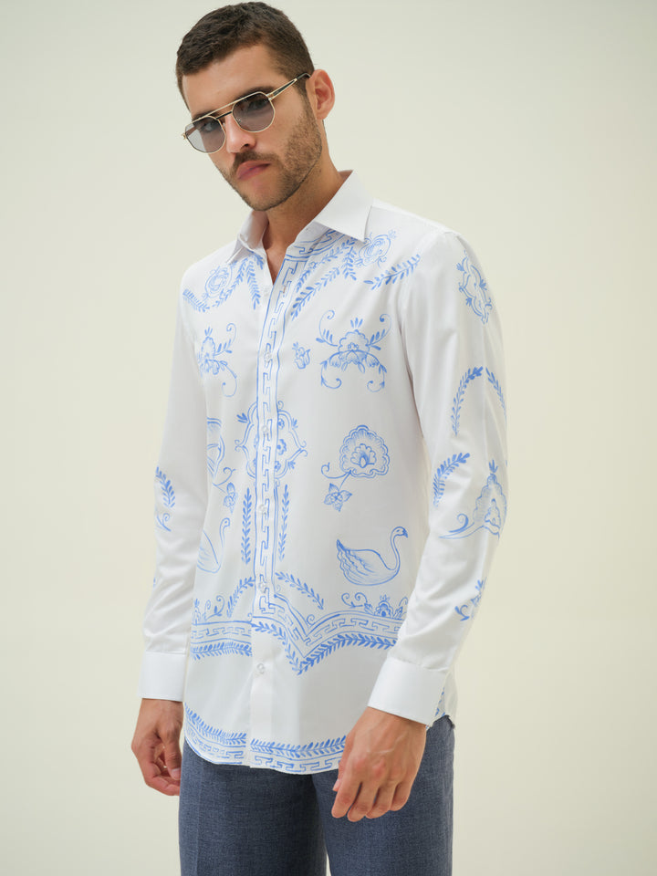Abstract - White Hand Painted Shirt