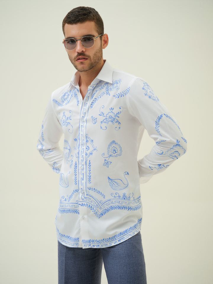 Abstract - White Hand Painted Shirt