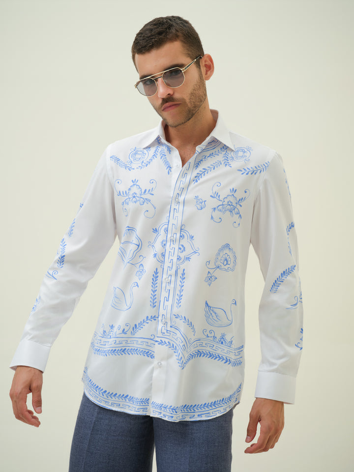 Abstract - White Hand Painted Shirt