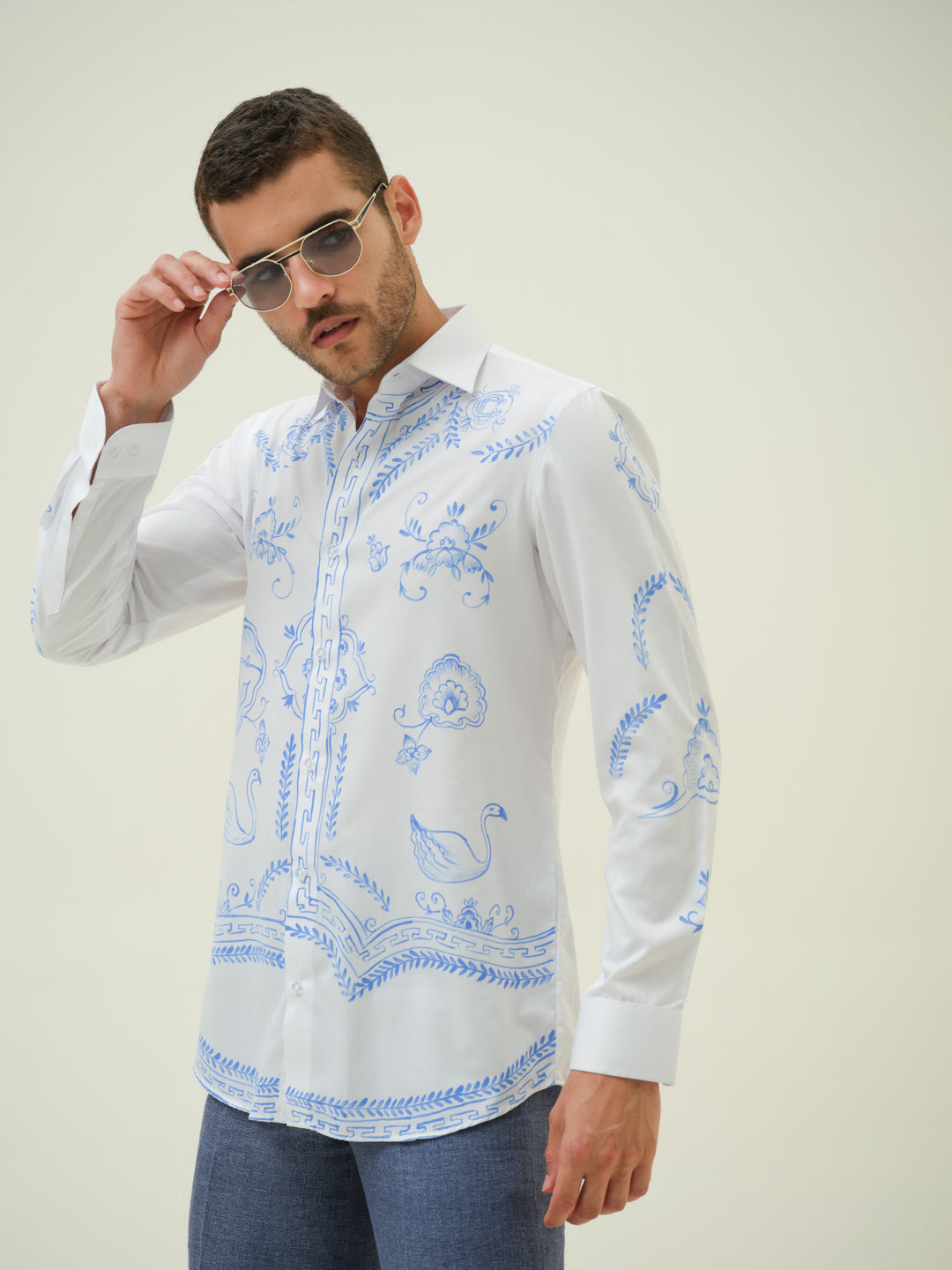 Abstract - White Hand Painted Shirt