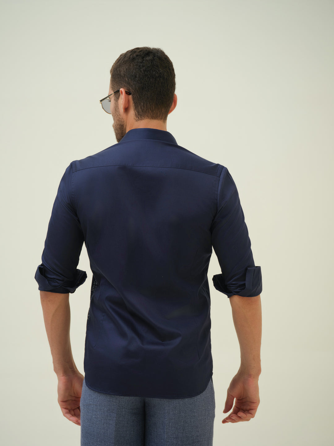London Cityscape - Blue Embroidered Shirt