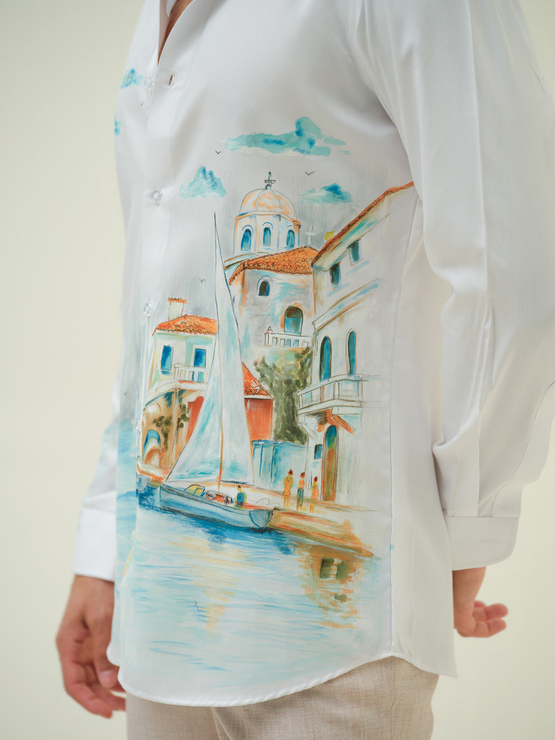 White Vacation Hand Painted Shirt