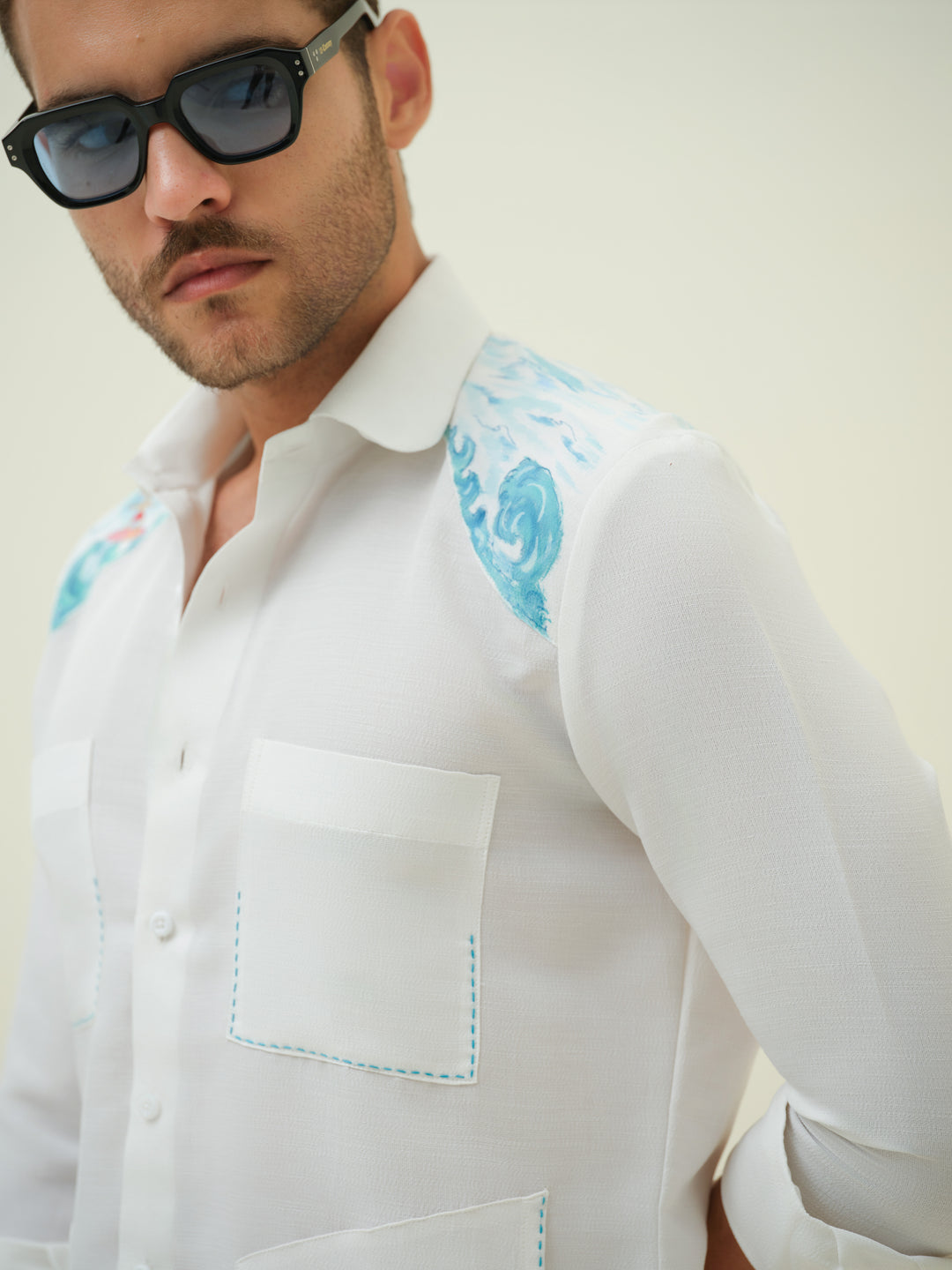 Wave Rider - White Hand Painted Shirt