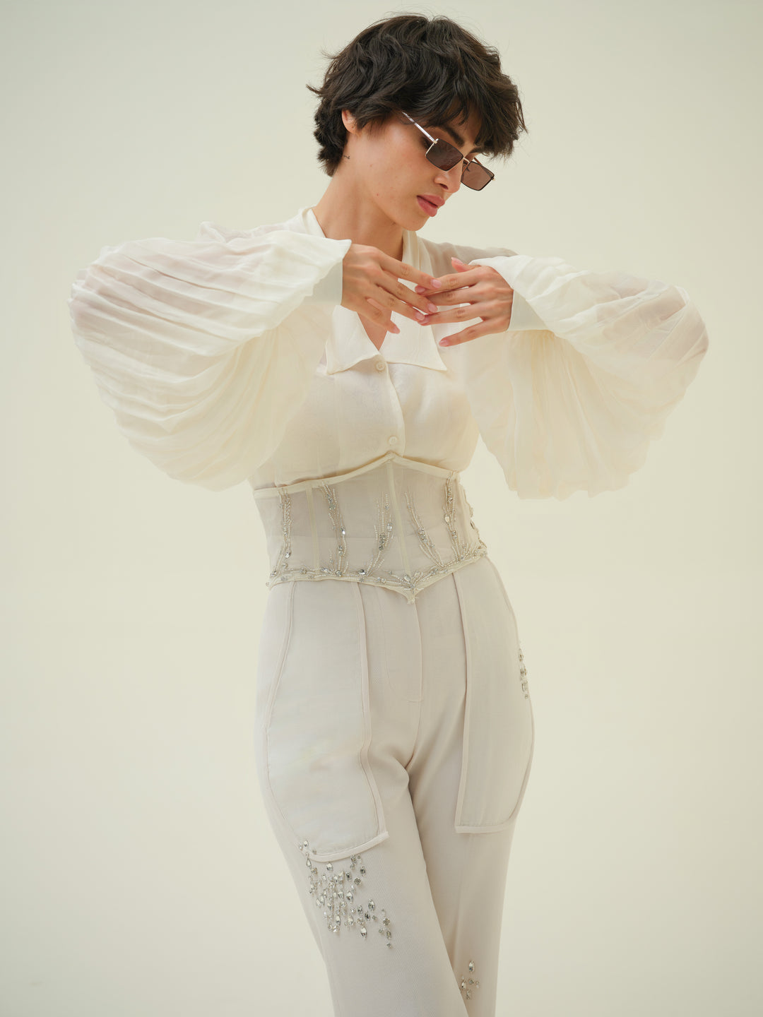 Cintura Crystal Embroidered Corset Belt - Main Image