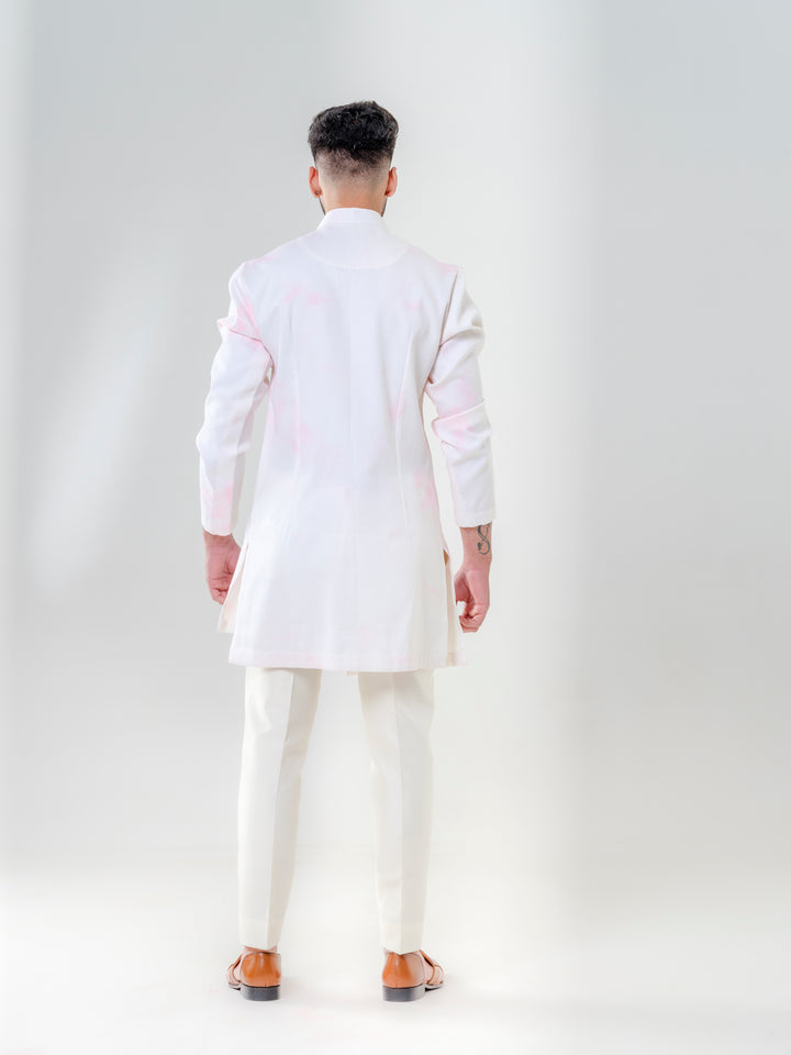 IVORY AND PINK  MARBLE DYEING KURTA
