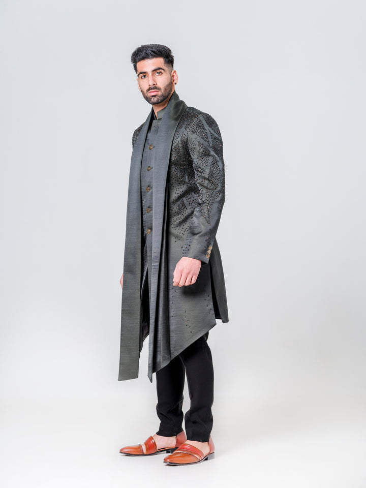 BLACK CAPE KURTA