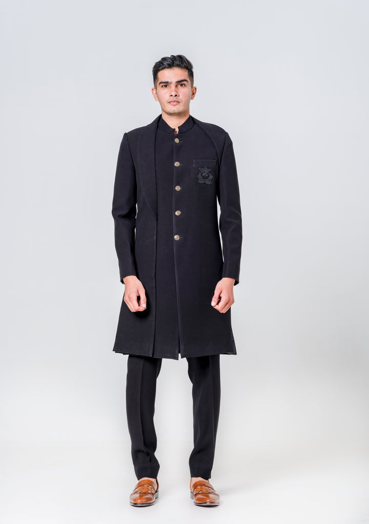 SHERWANI ENHANCED WITH PATCH POCKET WORK PAIRED WITH TROUSERS
