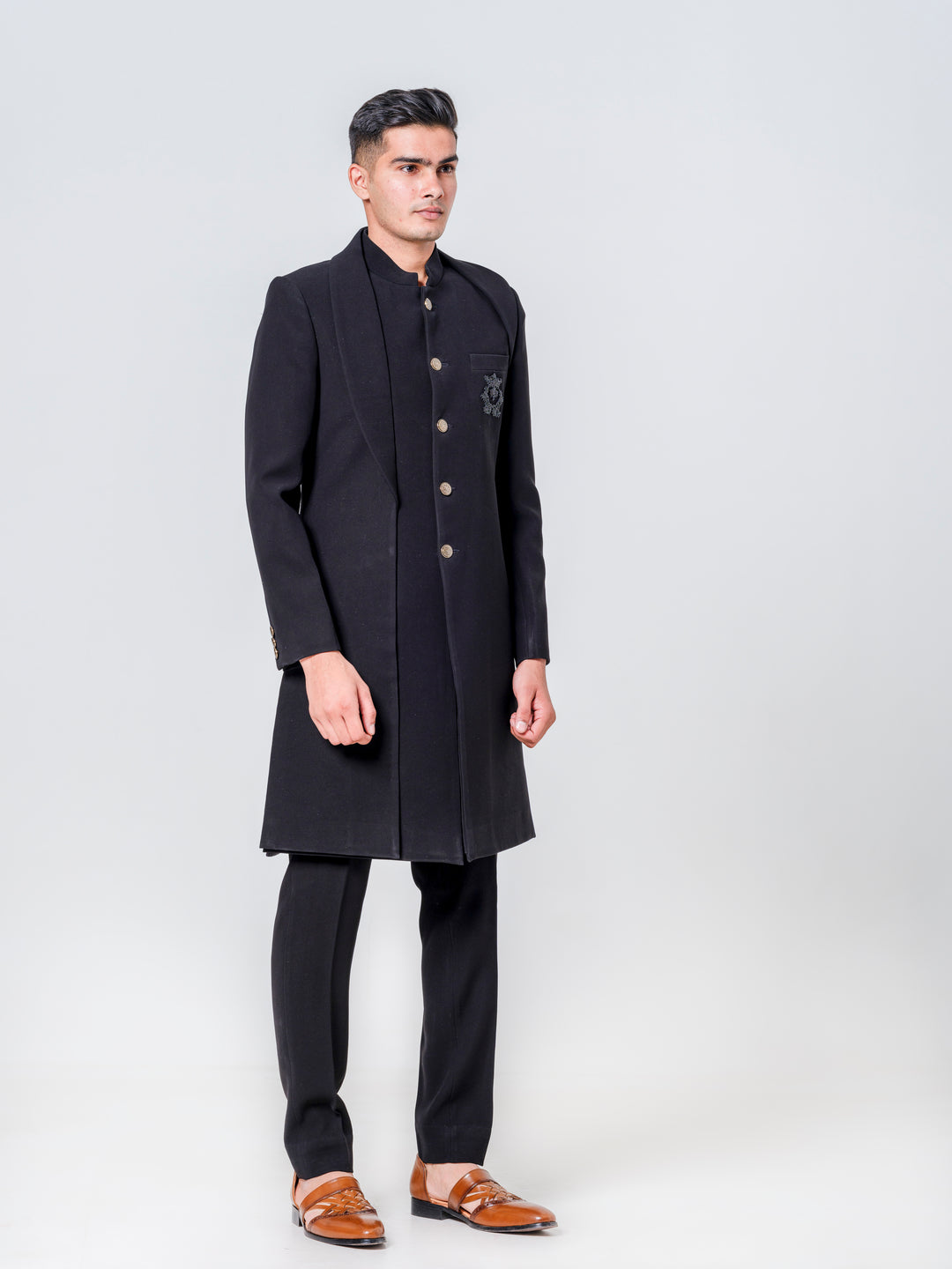 SHERWANI ENHANCED WITH PATCH POCKET WORK PAIRED WITH TROUSERS