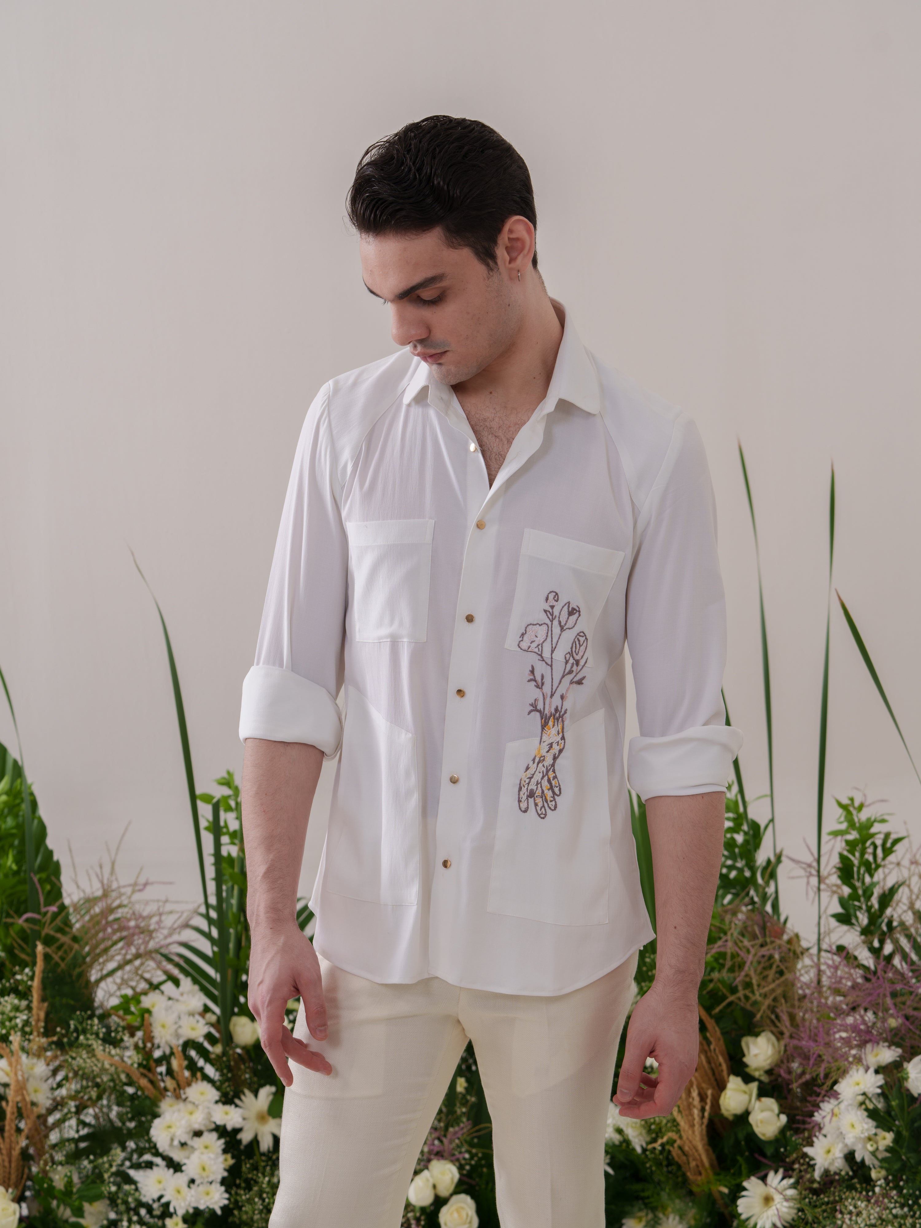 White Embroidered Shirt – Amrit Dawani