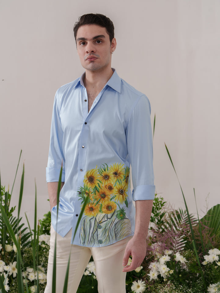 Sunflower Motif Hand Painted Shirt