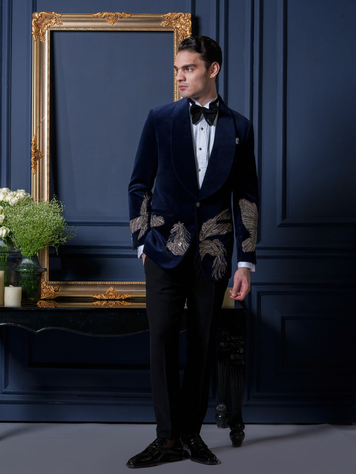 Majestic Unicorn Blue Velvet Tuxedo Set