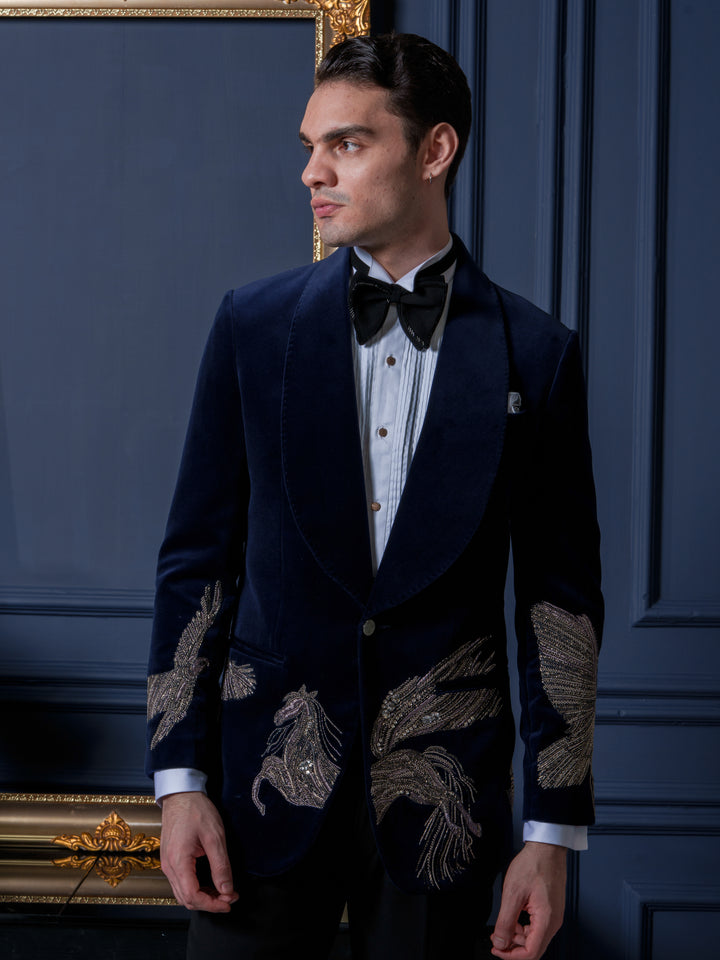 Majestic Unicorn Blue Velvet Tuxedo Set