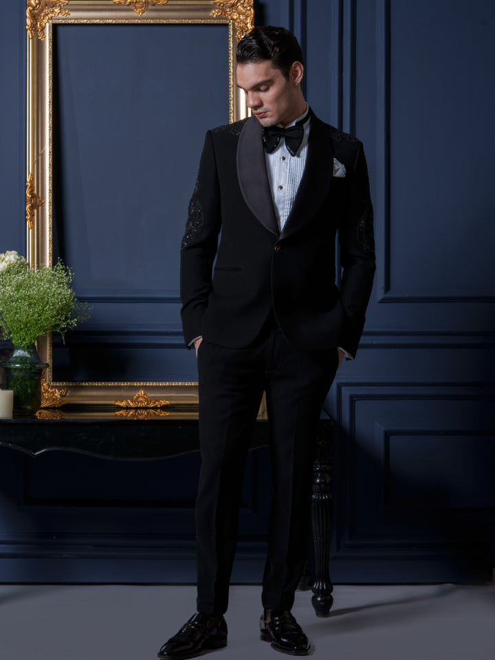 Celestial Elegance Black Tuxedo Set