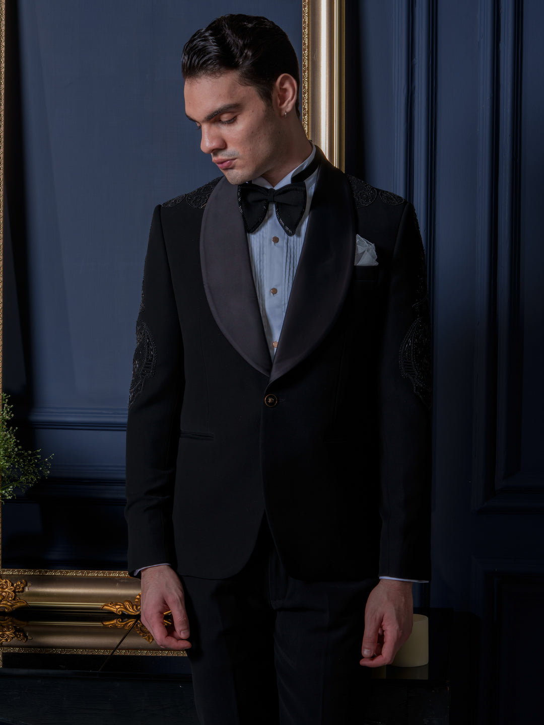 Celestial Elegance Black Tuxedo Set