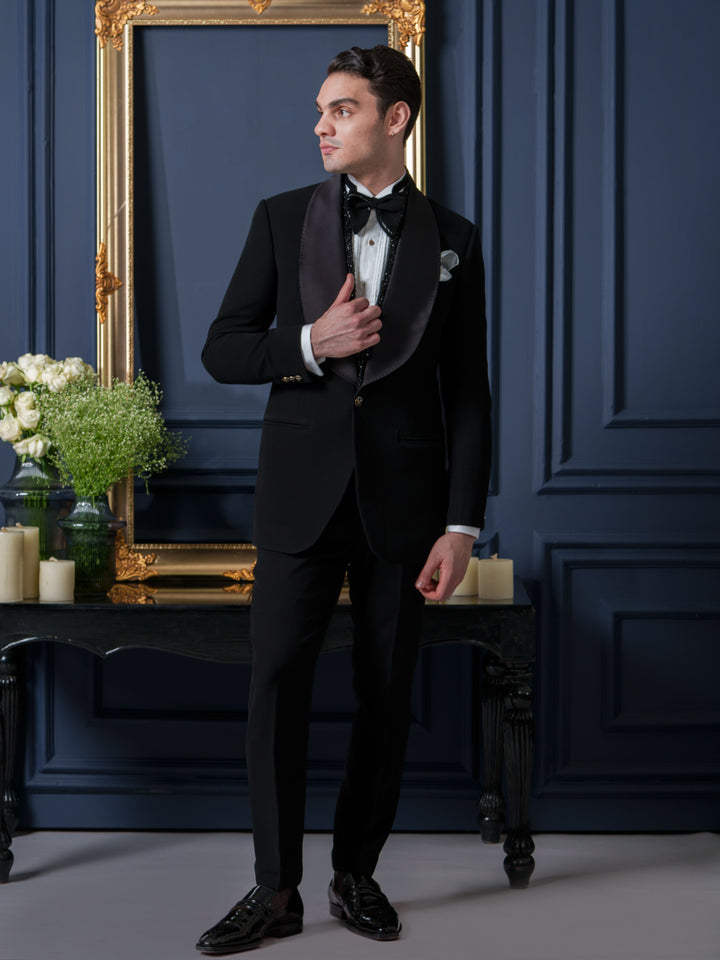 Black Japanese Shawl Collar Tuxedo Set