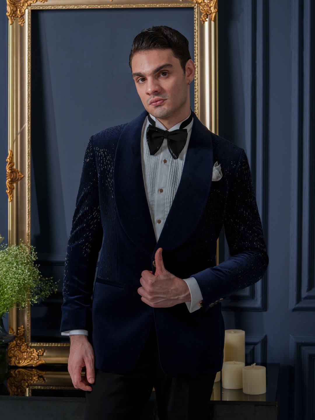 Blue Velvet Noir Tuxedo Set