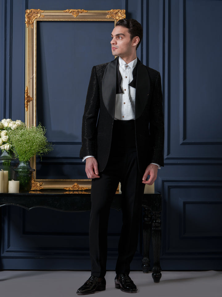 Opulent Black Embroidered Tuxedo Set