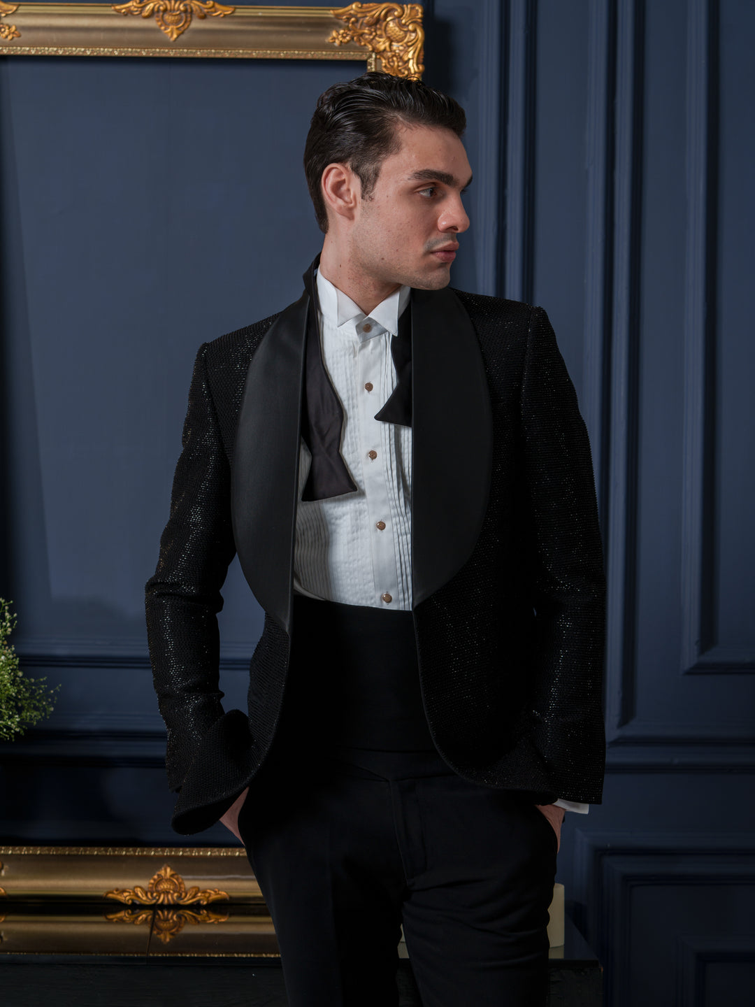 Opulent Black Embroidered Tuxedo Set