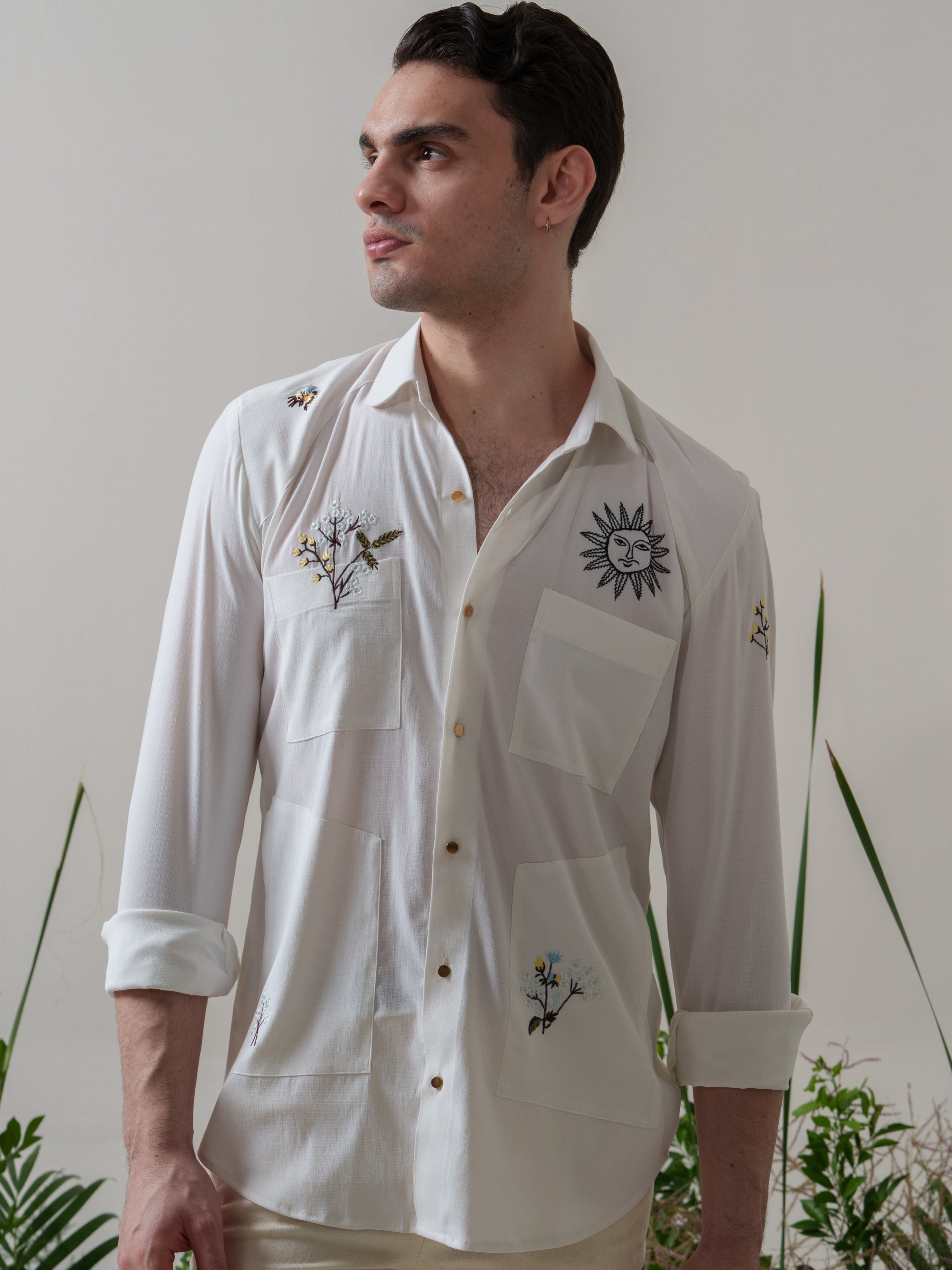 White Embroidered Shirt – Amrit Dawani