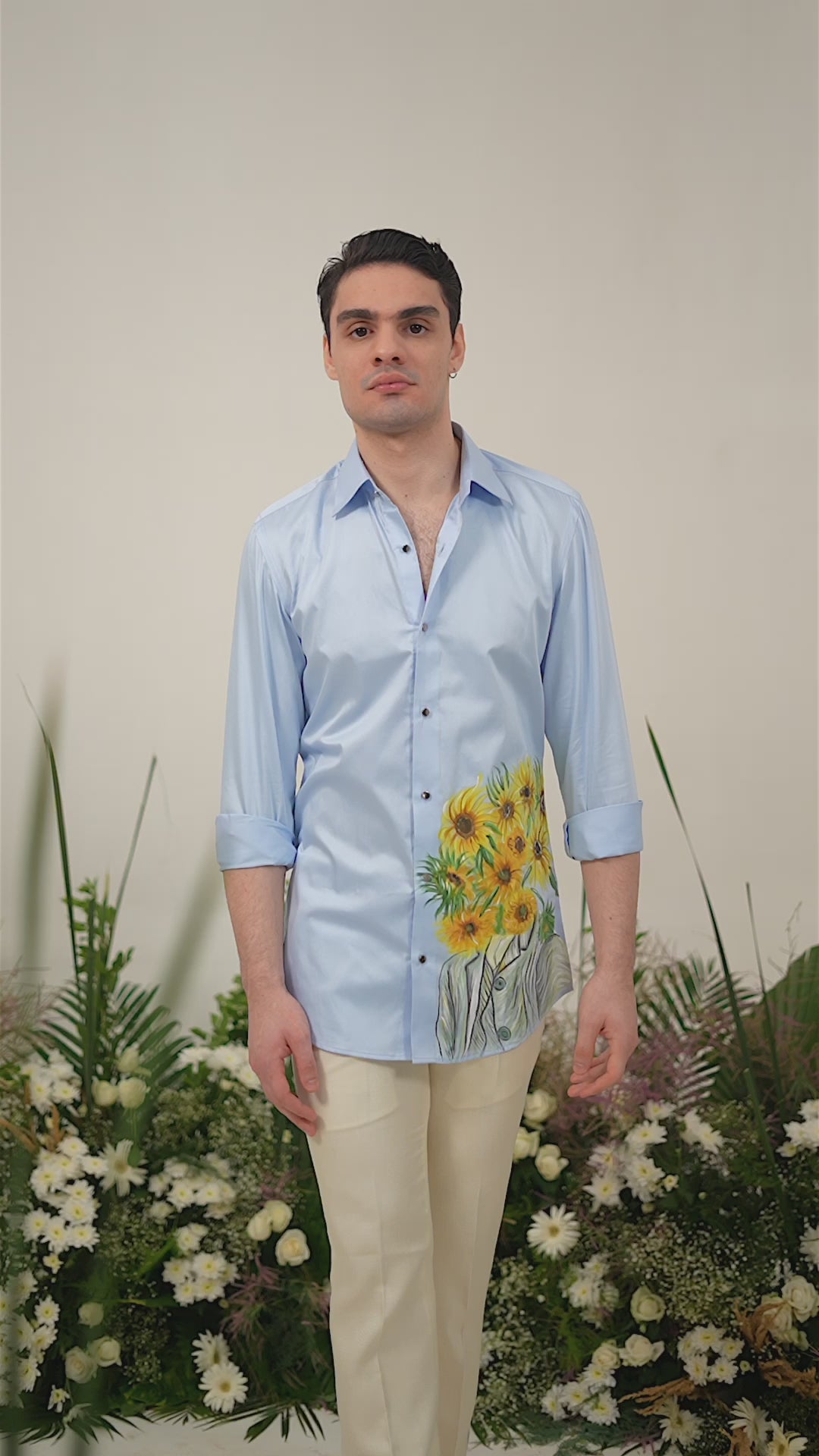 Sunflower Motif Hand Painted Shirt