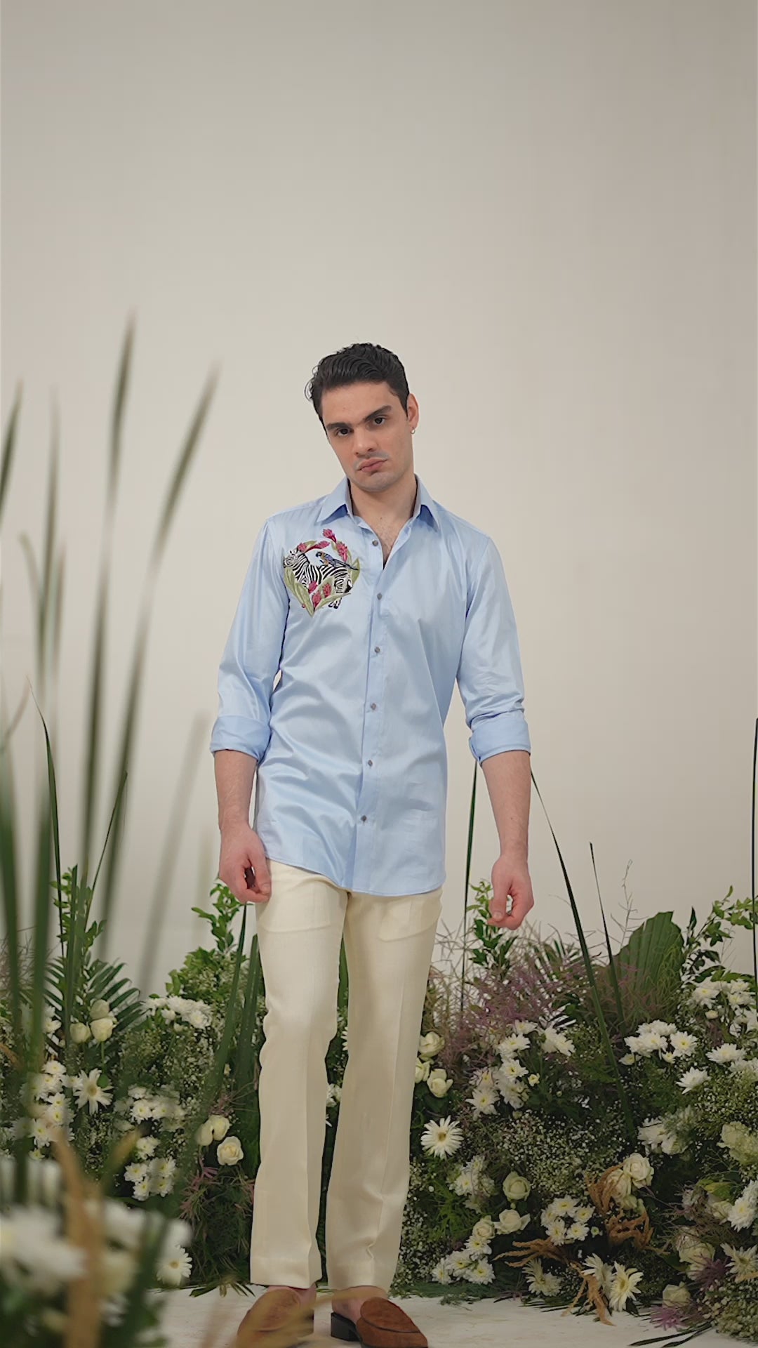 Powder Blue Embroidered Shirt